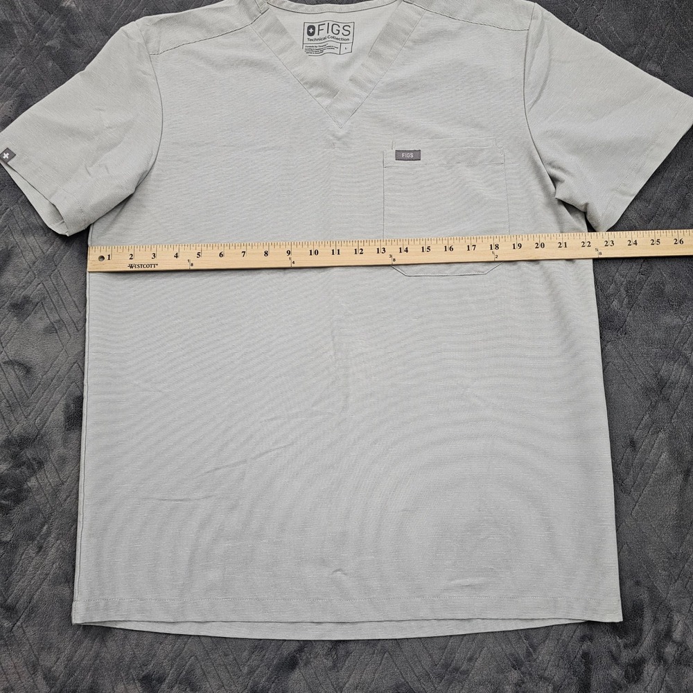 Figs Scrub Set Mens L Leon Top XL Cairo Cargo Pants Light Gray Stripe Technical - Picture 10 of 14